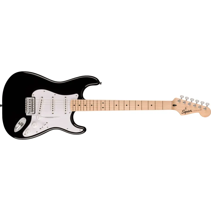 Squier Sonic Stratocaster Guitar, Maple Fingerboard, White Pickguard, Black Limited Edition