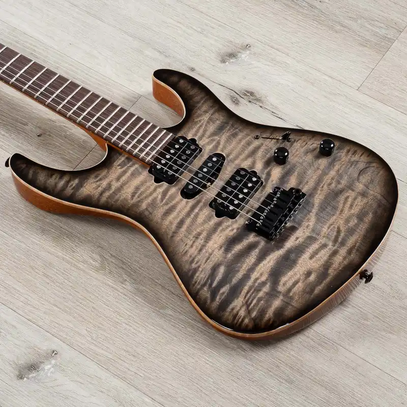 Suhr Custom Modern HSH Guitar, Rosewood Fretboard, Mahogany, Quilt Maple Top, Trans Charcoal Burst Weekend Sale