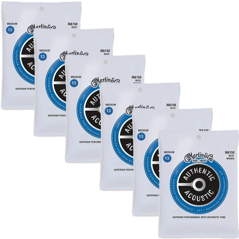 6-Pack Martin MA150 SP 80/20 Bronze Superior Performance Acoustic Guitar Strings, Medium 13-56 Low Price