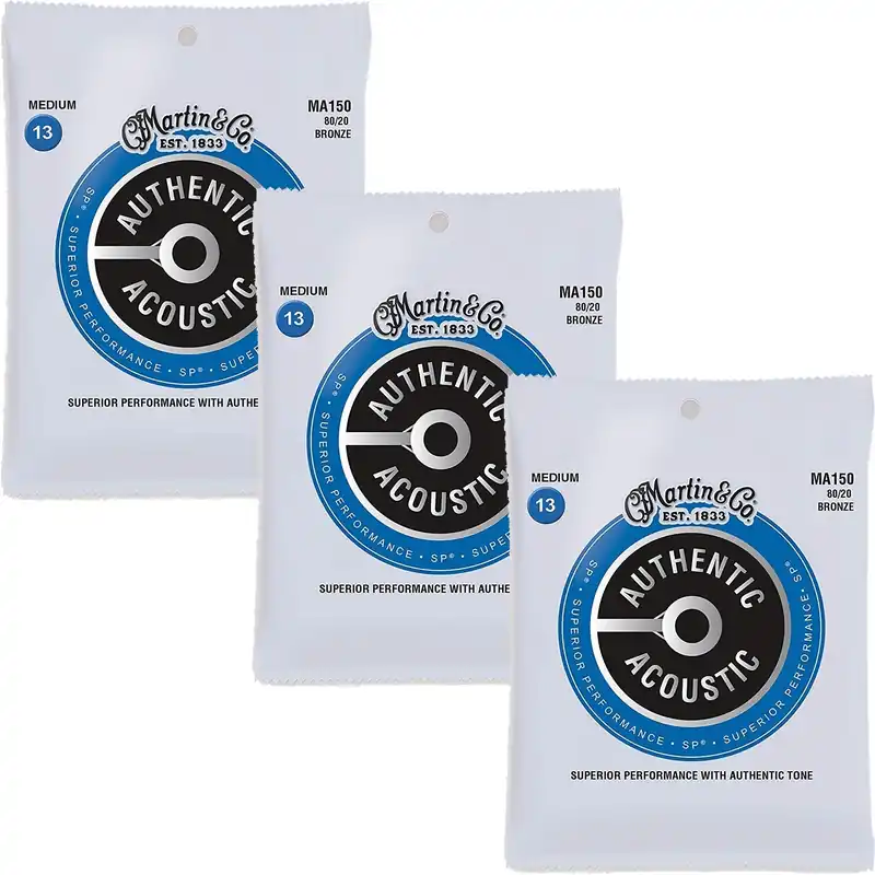 3-Pack Martin MA150 SP 80/20 Bronze Superior Performance Acoustic Guitar Strings, Medium 13-56 Next Day Delivery