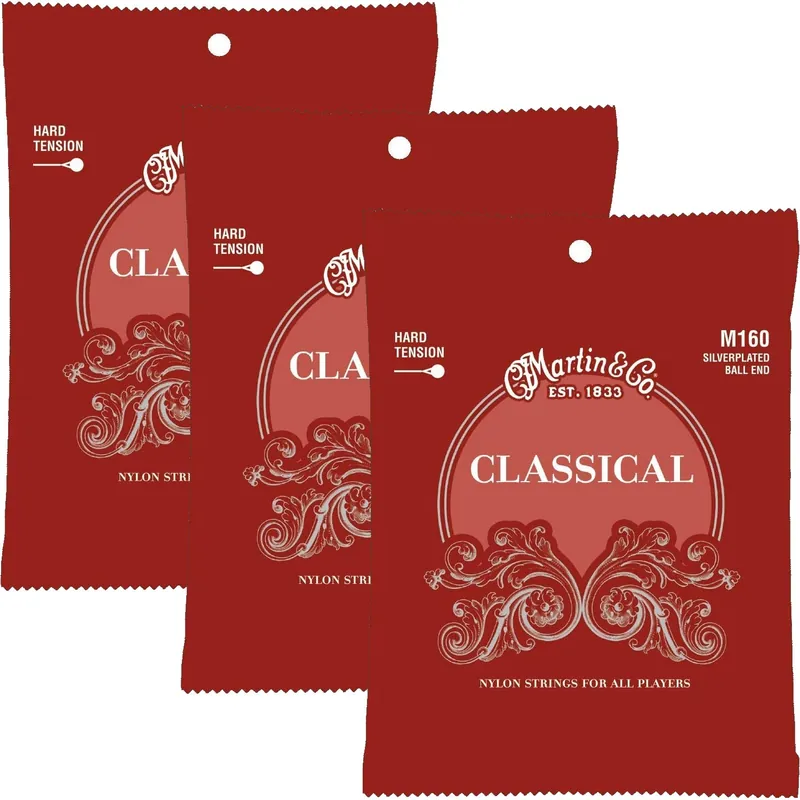 3-Pack Martin M160 Silverplated Ball-End High-Tension Nylon Guitar Strings 28-43 Big Sale