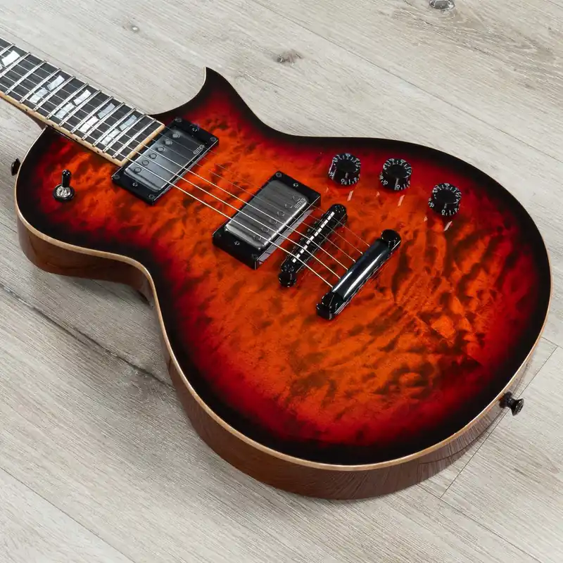 One Day Deal ESP USA Eclipse Guitar, Quilted Maple Top, EMG 57 / 66 Pickups, Tiger Eye Sunburst