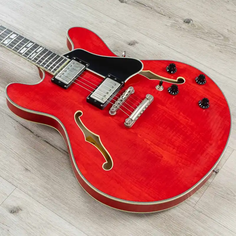 Eastman T59/TV Semi-Hollow Guitar, Ebony Fretboard, Truetone Vintage Gloss Red Limited Edition