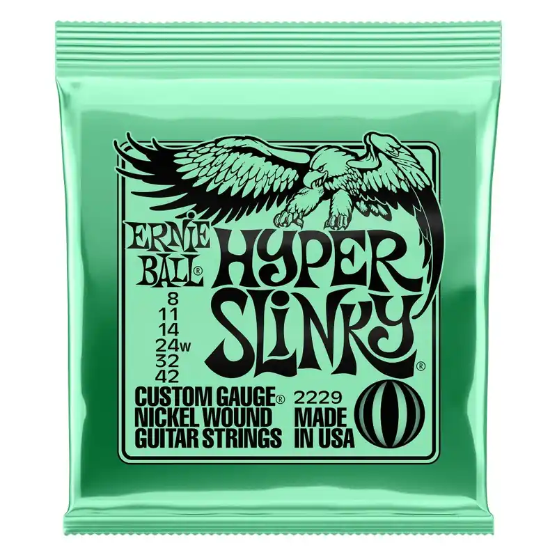 Free Shipping Ernie Ball 2229 Hyper Slinky Nickel Wound Electric Guitar Strings, 8-42