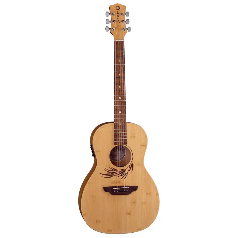 One Day Deal Luna Bamboo Parlor A/E Acoustic Electric Guitar, Pau Ferro Fretboard, Bamboo Top