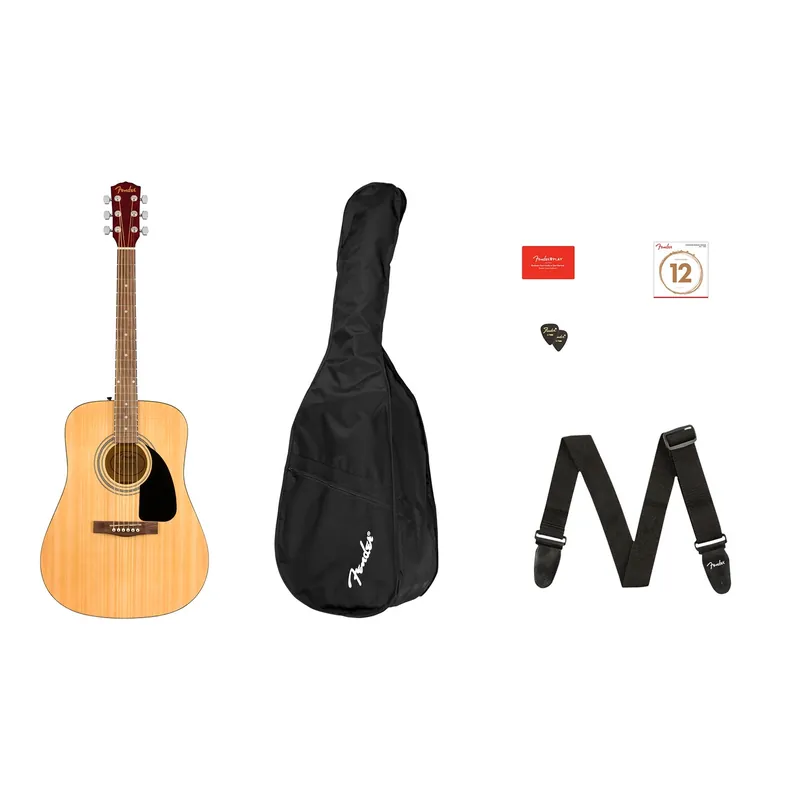 Fender FA-115 Dreadnought Acoustic Guitar Pack, Natural, Walnut Fingerboard Free Returns