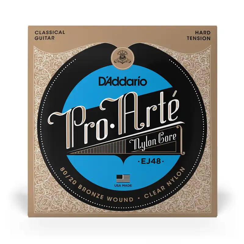 Trusted Brand D'Addario EJ48 Pro-Arte 80/20 Bronze Classical Guitar Strings, Hard Tension