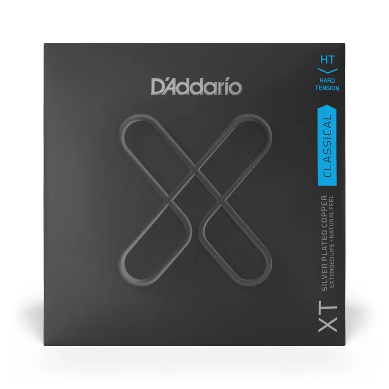Original 3-Pack of D'Addario XTC46 XT Silver Plated Copper Classical Guitar Strings, Hard Tension