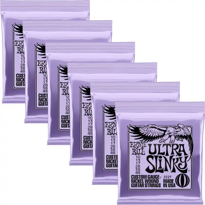 6-Pack of Ernie Ball 2227 Ultra Slinky Electric Guitar Strings, Nickel Wound, 10-48 Top Pick