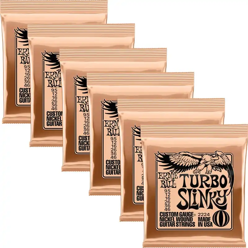 In Demand 6-Pack Ernie Ball 2224 Turbo Slinky Nickel Wound Electric Guitar String, 9.5-46