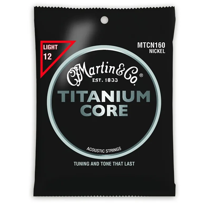 Martin Titanium Core Nickel Acoustic Guitar Strings, Light (12-55) Handmade
