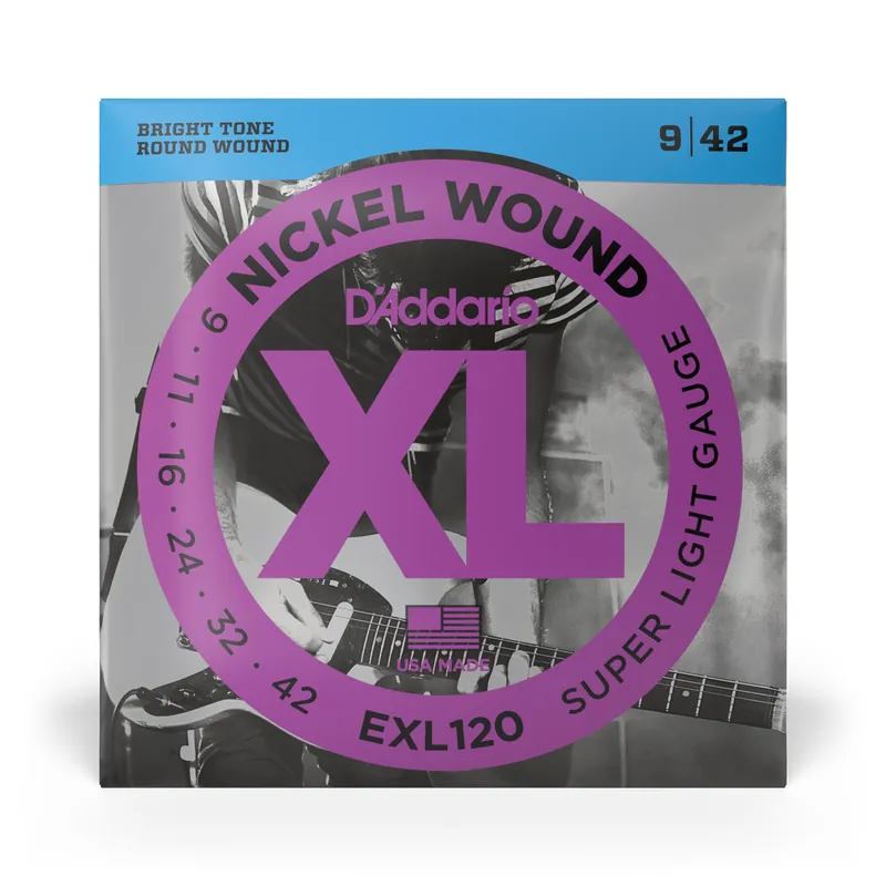 D'Addario EXL120 Nickel Wound Super Light Electric Guitar Strings (9-42) Hassle-Free Returns