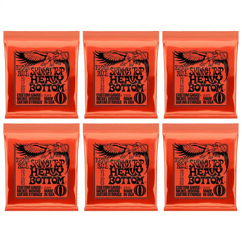 Price Cut 6 Sets of Ernie Ball 2215 Skinny Top Heavy Bottom Nickel Wound Electric Guitar Strings (10-52)