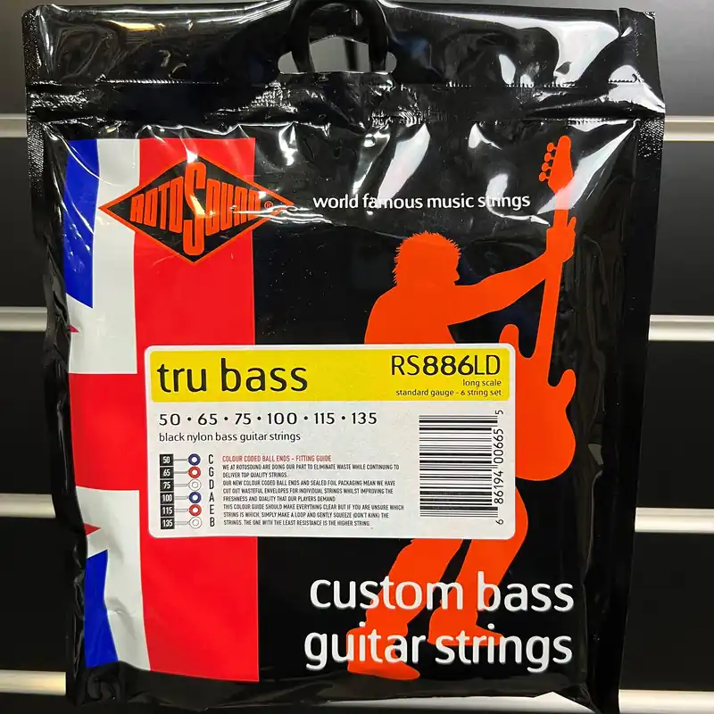 Rotosound RS886LD 6-String Tru Bass Black Nylon Flatwound Bass Guitar Strings (50-135) Bargain