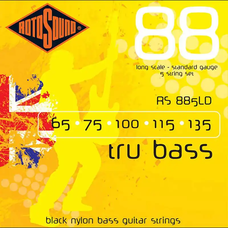 Crafted Rotosound RS885LD Black Nylon Flatwound 5-String Bass Guitar Strings 65-135