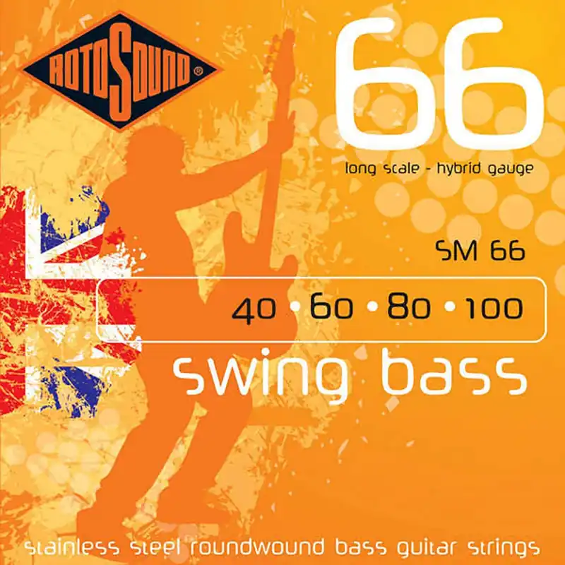 Rotosound SM66 Swing Bass 66 Stainless Steel Hybrid Bass Guitar Strings 40-100 Factory Price