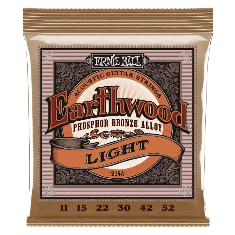 Ernie Ball 2148 Earthwood Phosphor Bronze Alloy Light Acoustic Guitar Strings (11-52) Clearance