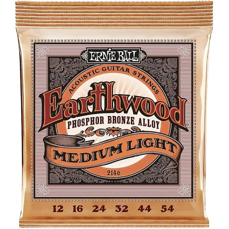 Ernie Ball 2146 Earthwood Phosphor Bronze Alloy Medium Light Acoustic Guitar Strings (12-54) Buy Online