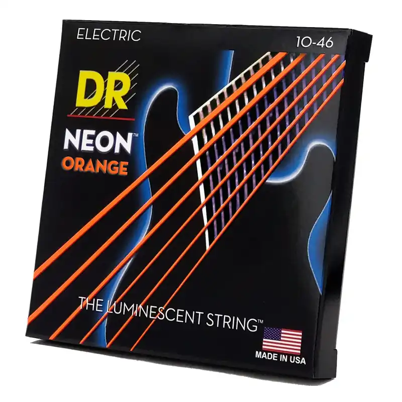Bargain DR Strings Hi-Def Neon Orange Colored Electric Guitar Strings: Medium 10-46