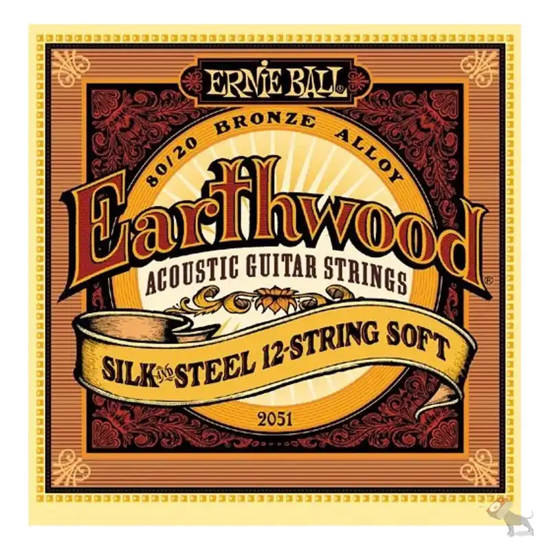 Ernie Ball 2051 Earthwood 80/20 Bronze Silk & Steel 12-String Soft Acoustic Guitar Strings (9-46) High Quality