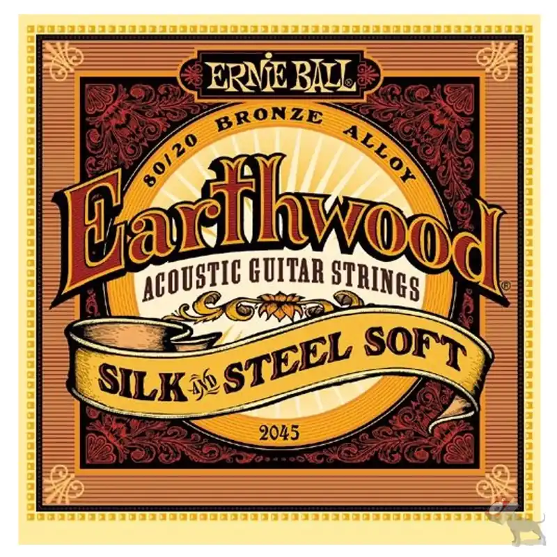 Ernie Ball 2045 Earthwood 80/20 Bronze Silk/Steel Soft Acoustic Guitar Strings (11-52) Best Choice