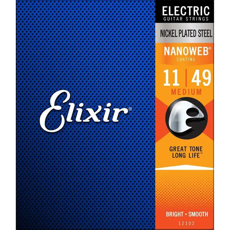 Elixir Medium Nanoweb Electric Guitar Strings 12102 1 Set Single Pack 11-49 Bargain
