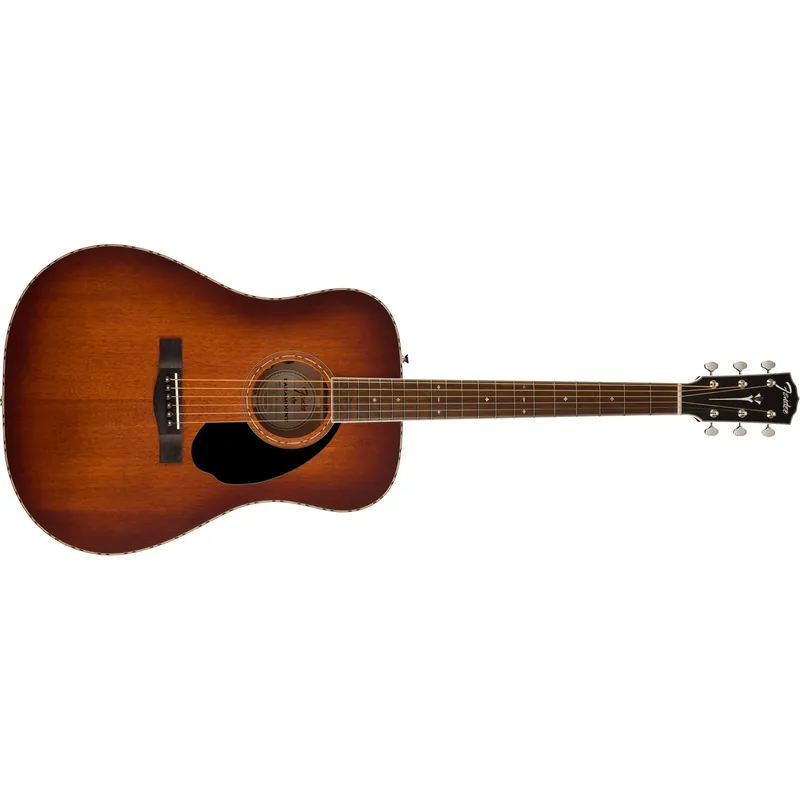 Modern Fender Paramount PD-220E Dreadnought Acoustic Electric Guitar, All Mahogany, Ovangkol Fretboard, Aged Cognac Burst