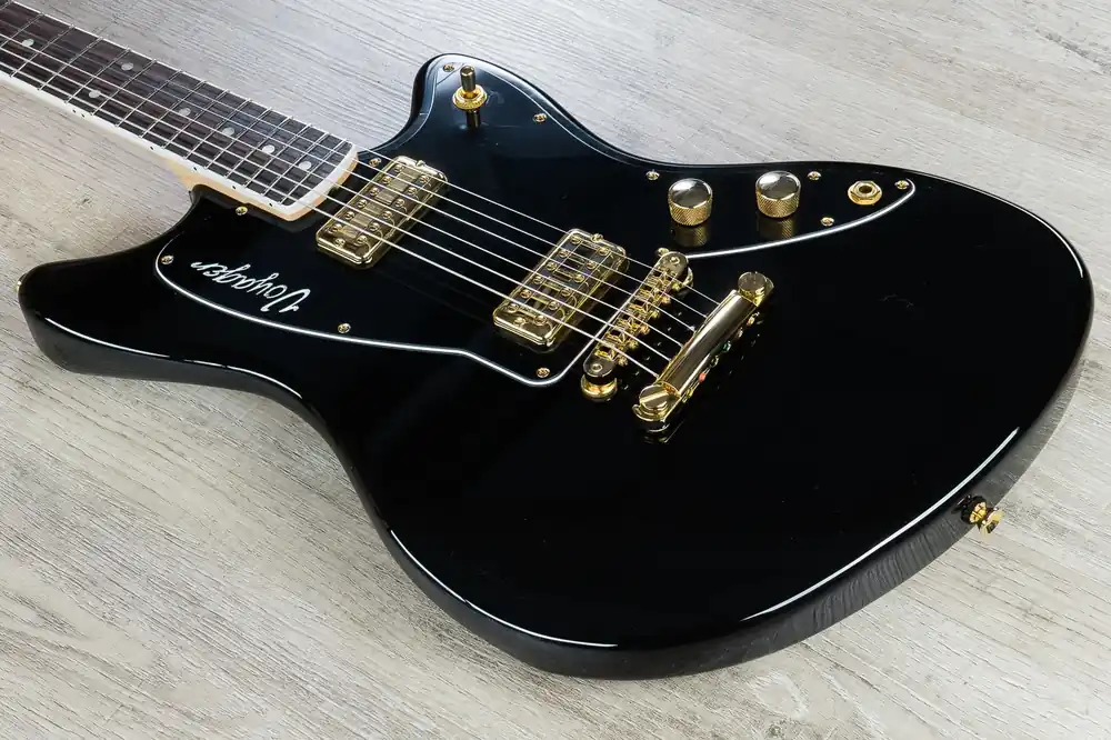 Limited Time Jennings Voyager Electric Guitar, Rosewood Fretboard, Stop Tail Bridge, Mono Gig Bag - Black and Gold