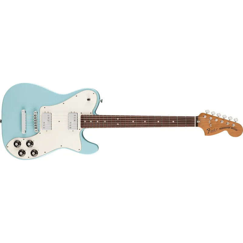 New Release Fender Kingfish Delta Day Telecaster Deluxe Guitar, Rosewood Fretboard, Daphne Blue