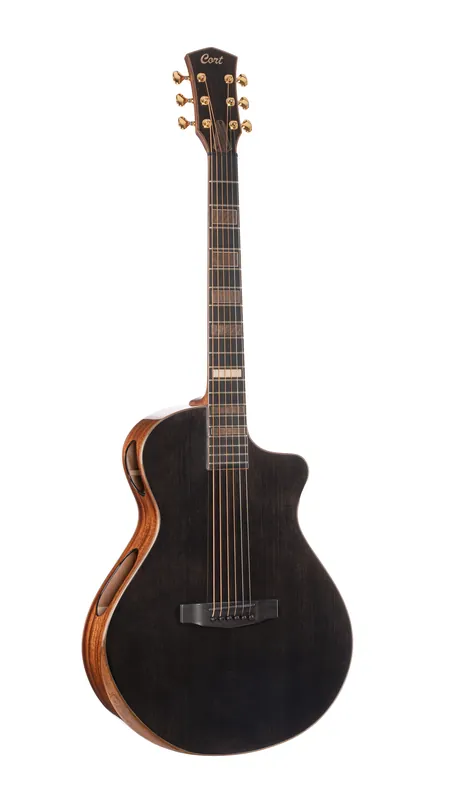 Modern Cort MODERNBLACK Masterpiece Series Modern Black Acoustic-Electric Guitar. Trans Black Gloss