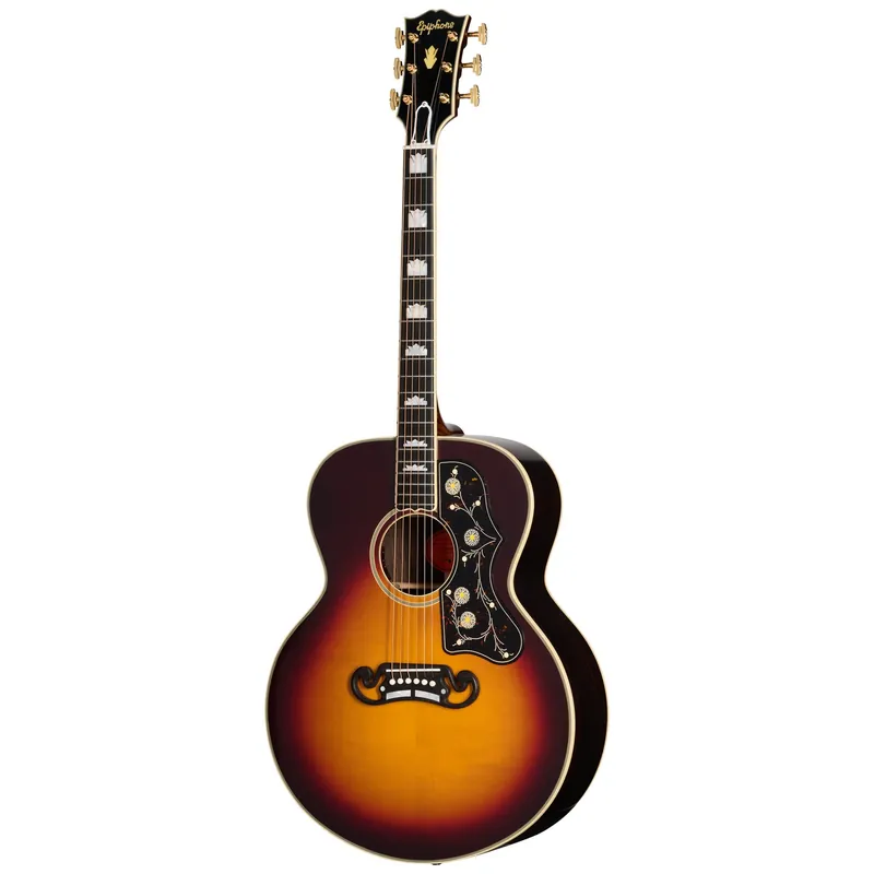 Buy Direct Epiphone Inspired by Gibson Custom Pre-War SJ-200 Rosewood Reissue Acoustic-Electric Guitar, Vintage Sunburst