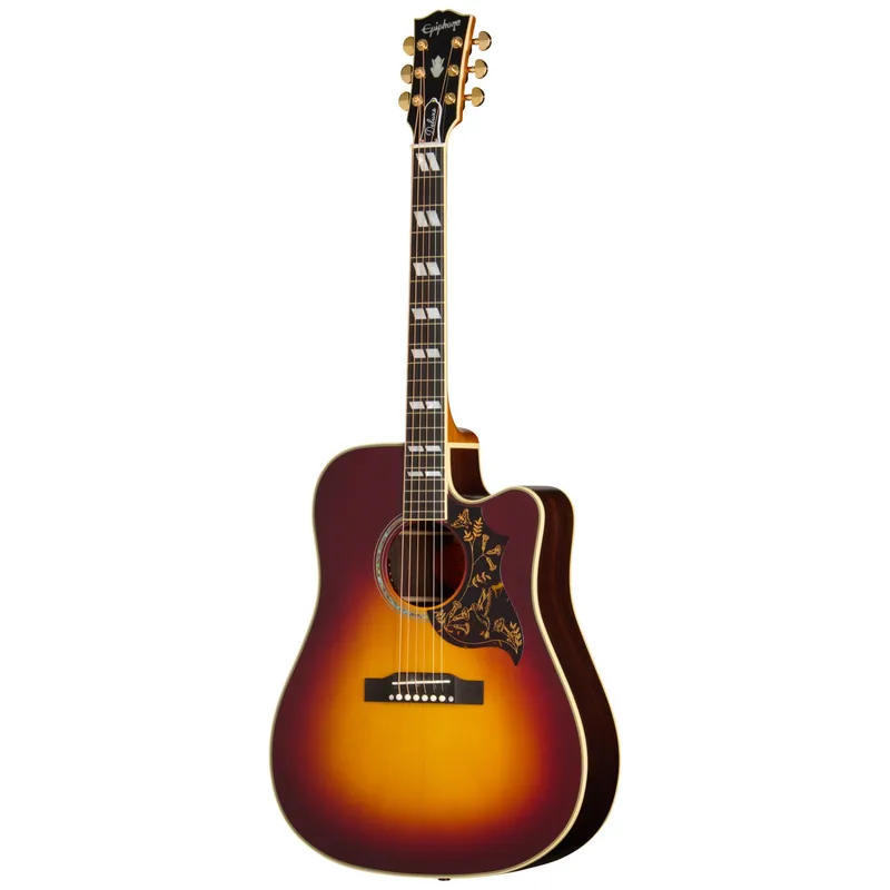 Epiphone Inspired by Gibson Custom Hummingbird Deluxe EC Acoustic-Electric Guitar, Autumn Burst Budget