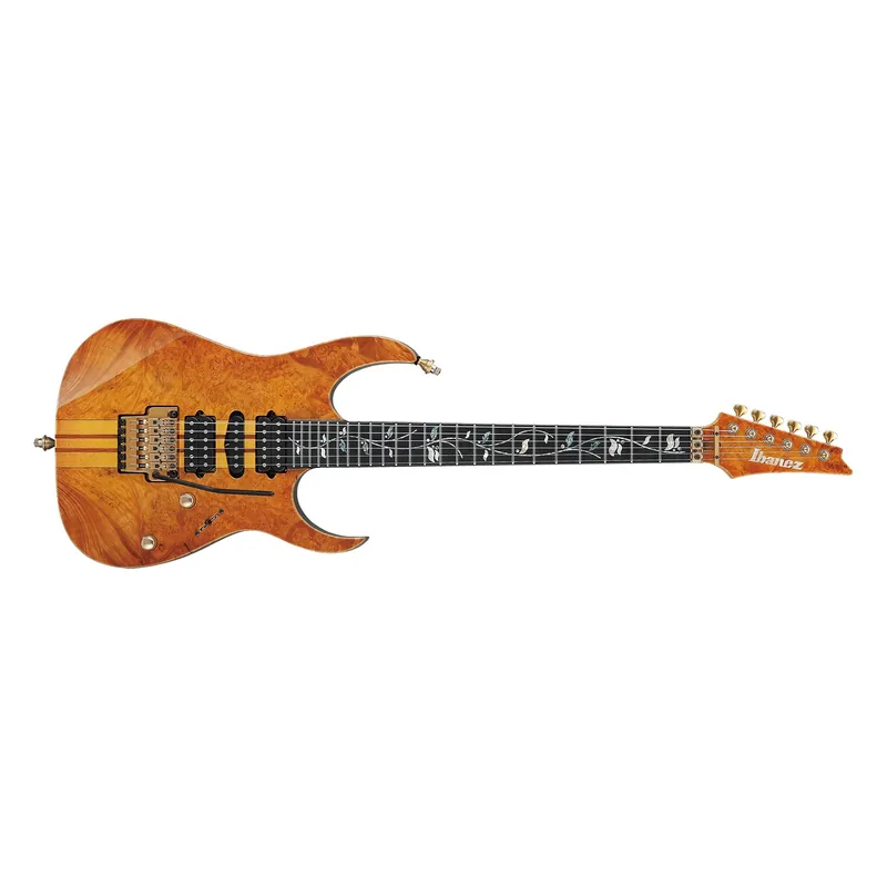 Ibanez Japan Custom Shop IV1RG Visions RG Guitar, Ebony Fretboard, Burl Maple Top, Black Limba Body, Amber Fresh Stock