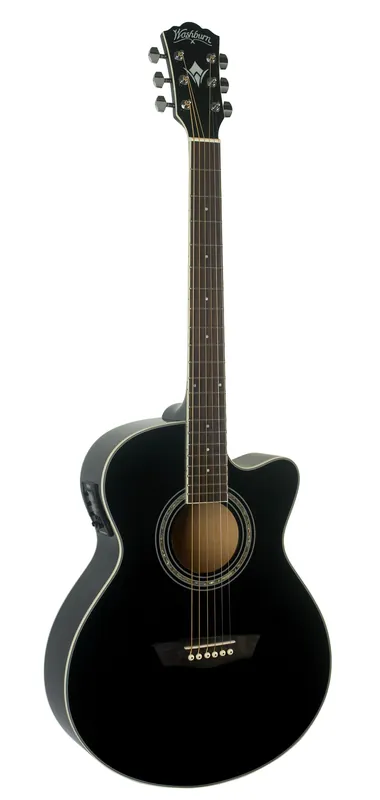 Washburn EA12 Festival Series Mini Jumbo Cutaway Acoustic Electric Guitar. Black No Minimum Order