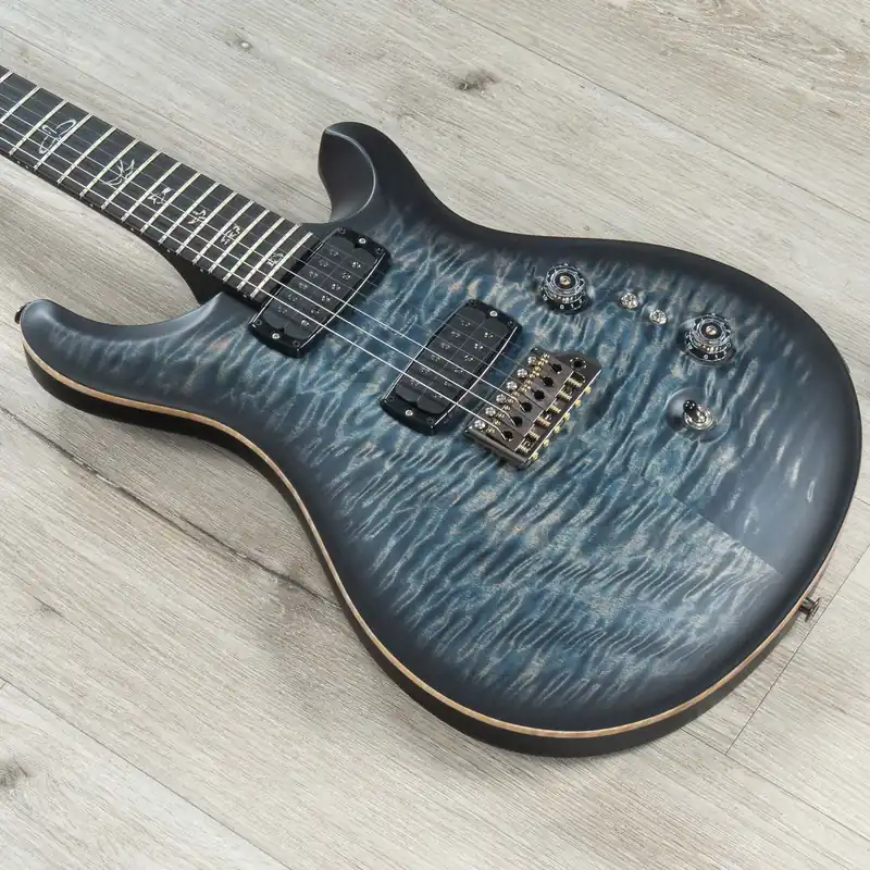PRS Paul Reed Smith Wood Library Custom 24-08 Guitar, Ebony Fretboard, Stained Figured Maple, 10-Top Quilt, Faded Whale Blue Smokeburst Seasonal Sale