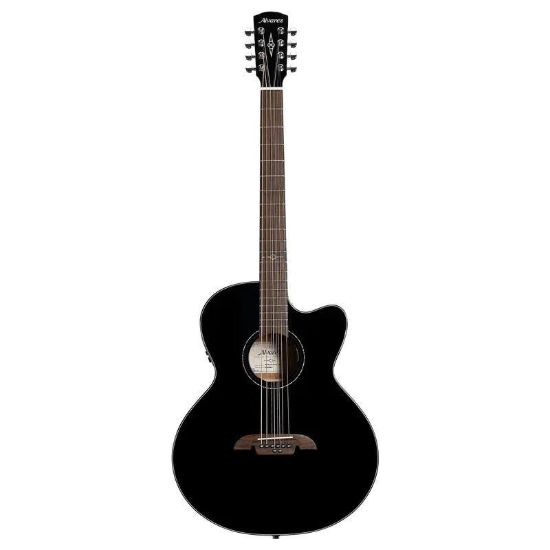 Alvarez Artist ABT60ce 8-String Baritone Acoustic-Electric Guitar, Solid Sitka Spruce Top, Black Affordable