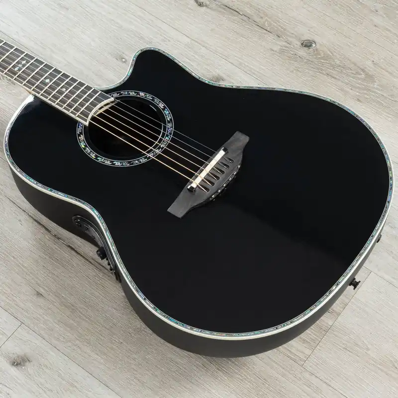 Ovation Pro Series 2762BL-5-G Deep Contour Acoustic-Electric Guitar, Solid AAA Spruce, Black Place Order