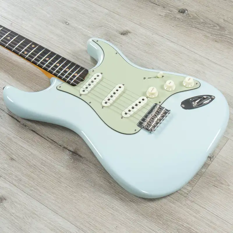 Secure Checkout Fender Custom Shop 1959 Vintage Custom Time Capsule Package Hardtail Stratocaster Guitar, Faded Aged Sonic Blue