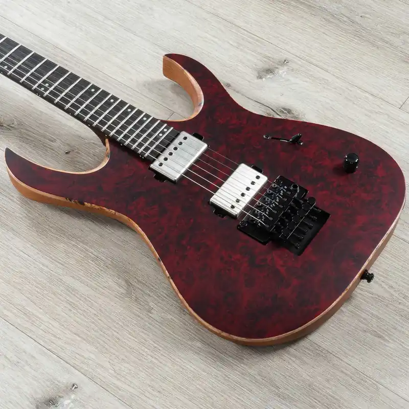 Buy Online Mayones Duvell Elite PRO 6 Guitar, 3A Eye Poplar Top, Schaller Locking Tremolo, Trans Dirty-Red Satine