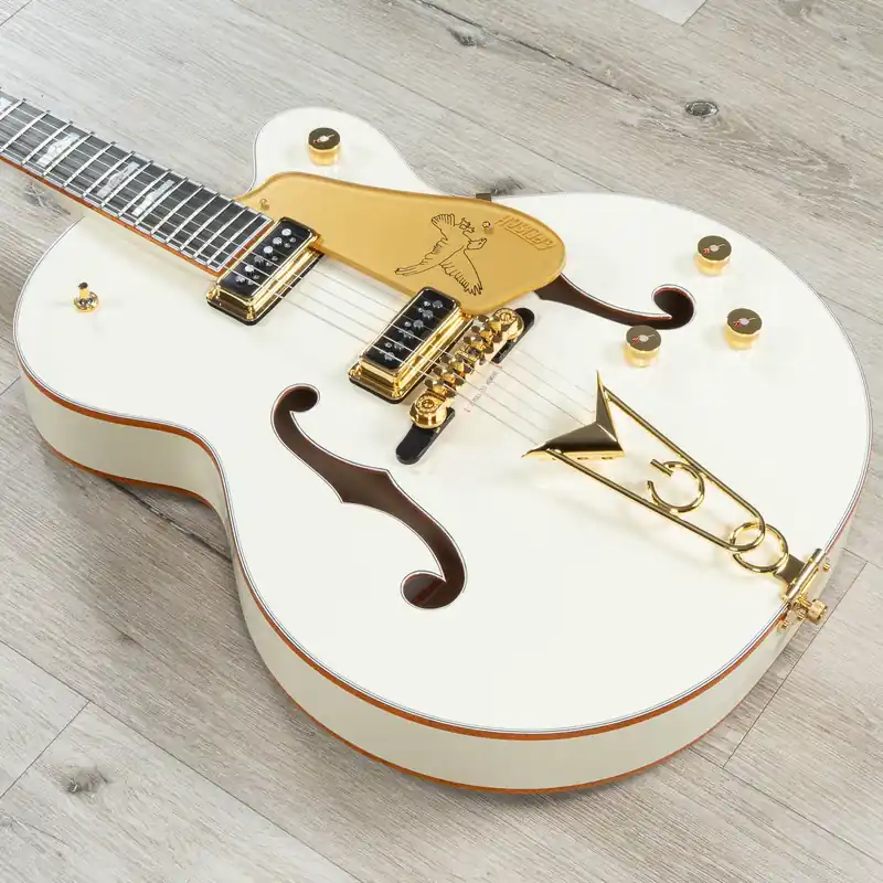 Handmade Gretsch G6136-55 Vintage Select Edition '55 Falcon Cadillac Tailpiece Hollowbody Guitar, Vintage White Lacquer
