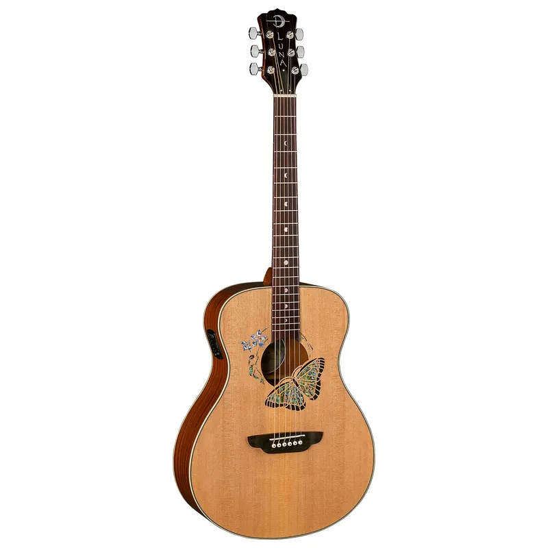 Luna Oracle Butterfly Folk Spruce Acoustic-Electric Guitar, Natural Price Cut