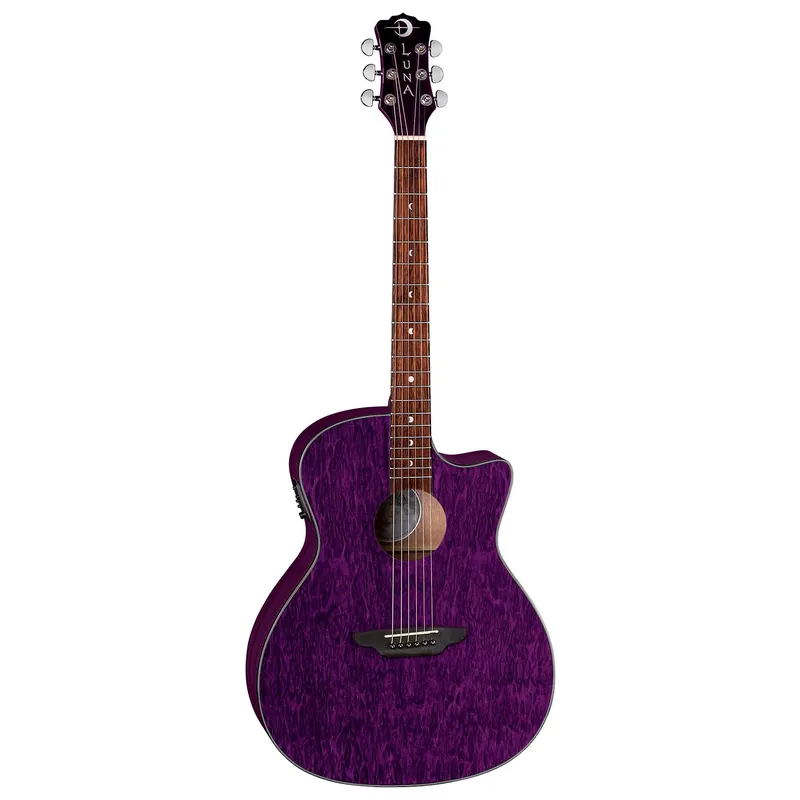 Luna Gypsy Eucalyptus Acoustic-Electric Guitar, Trans Purple Price Drop