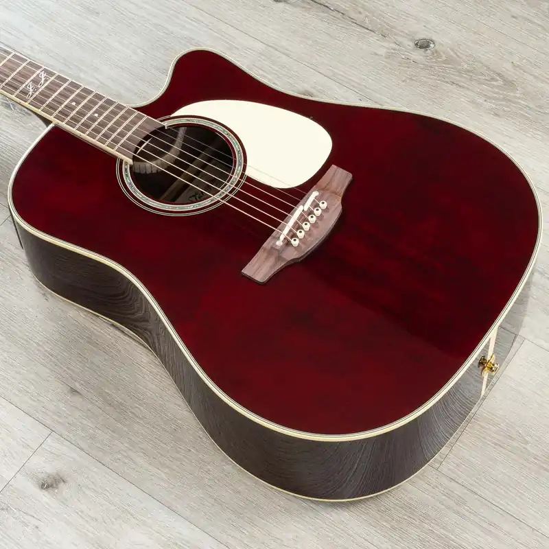 Fresh Stock Takamine JJ325SRC John Jorgenson Signature Dreadnought Acoustic-Electric Guitar, Red Gloss