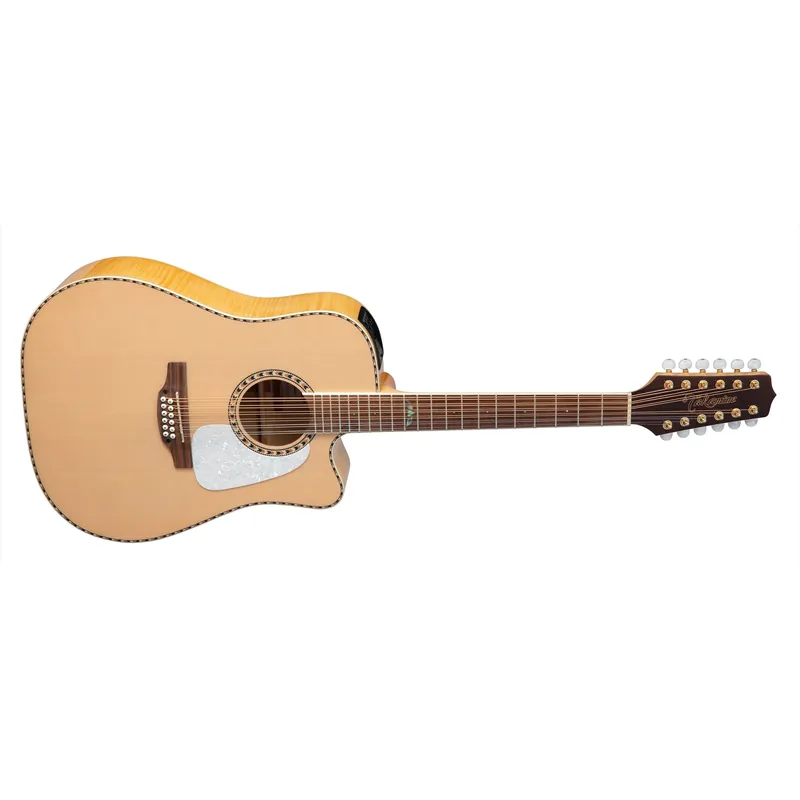 Money Back Guarantee Takamine GD74CE-12U Dreadnought Cutaway Acoustic-Electric 12-String Guitar, Flame Maple, Spruce Top