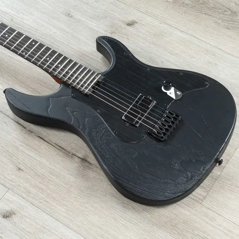 Seasonal Sale ESP LTD Deluxe MH-1000NT BB Guitar, Macassar Ebony Fretboard, Fishman Fluence Modern, Black Satin / Bold Binding