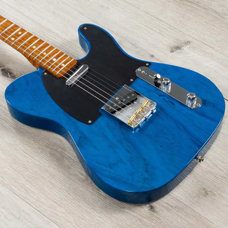 Fender Custom Shop American Custom Telecaster NOS Guitar, Roasted 3A Flame Maple Neck, Sapphire Blue Transparent Shop Now