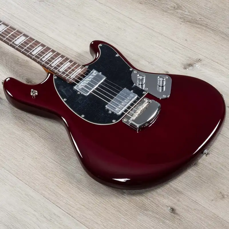 Sale Ernie Ball Music Man BFR Limited Edition StingRay Baritone Guitar, Rosewood Fretboard, Trans Oxblood