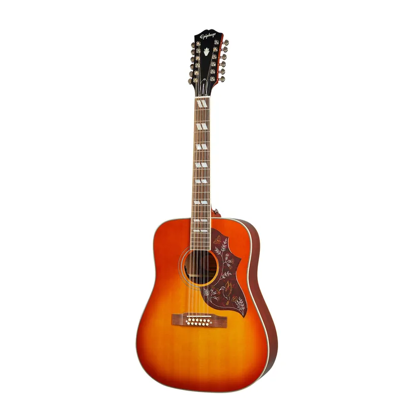 Epiphone Inspired by Gibson Hummingbird 12-String Acoustic-Electric Guitar, Aged Cherry Sunburst Gloss Price Drop