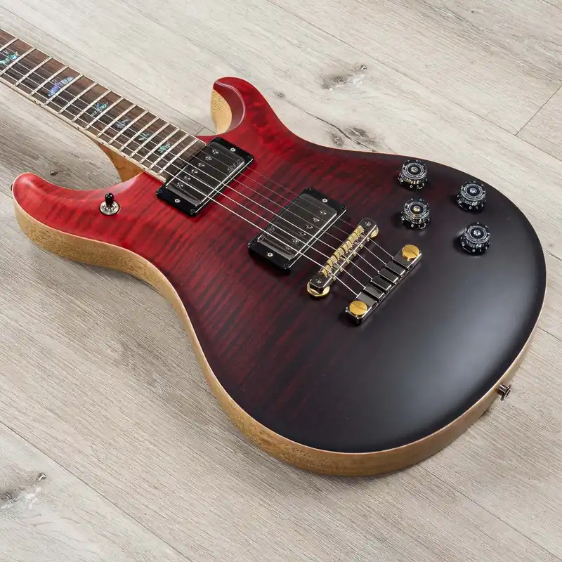One Day Deal PRS Paul Reed Smith Wood Library McCarty 594 Guitar, Ziricote Fretboard, Roasted Maple Neck, Korina Body, Fire Red to Gray Black Fade
