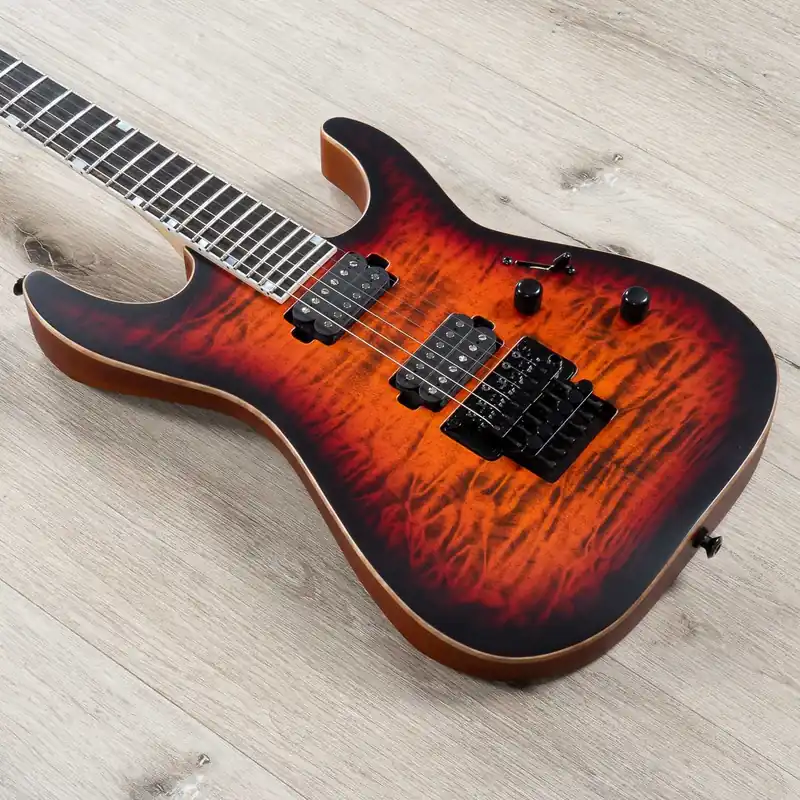 ESP USA M-II DX FR Guitar, Quilted Maple Top, Seymour Duncan Alnico II Pros, Tiger Eye Sunburst High Quality